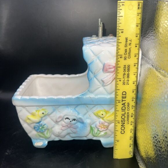 Vintage My Neil Nursery Planter Bassinet Music Box Rock a Bye Baby Pink Blue Car - Picture 16 of 16